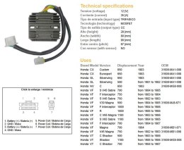 DZE REGULATOR NAPIĘCIA HONDA CX 650 '83; GL 650 '83; VF 700S '84-'85; VF 750F/S/C '84-'85; VF 1000/1100R/F/C '84-'86 (ESR650)