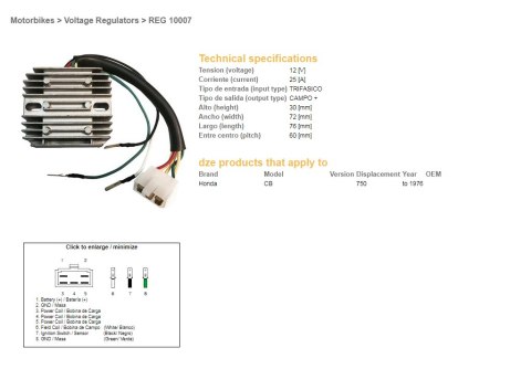 DZE REGULATOR NAPIĘCIA HONDA CB 750 FOUR -'76 DZE REGULATOR NAPIĘCIA HONDA CB 750 FOUR -'76