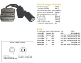 DZE REGULATOR NAPIĘCIA HONDA CBR 1000RR FIREBLADE '04-'15 (50A) (31600-MFL-D01; 31600-MEL-A21) (ESR680;ESR439)