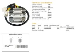 DZE REGULATOR NAPIĘCIA HONDA NX 650 DOMINATOR '95-'99; '02 (31600-MAN-621) (35A)