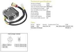 DZE REGULATOR NAPIĘCIA HONDA XRV 750 AFRICA TWIN '93-'03 (35A) (31600-MY1-003) (ESR672; RGU-125)