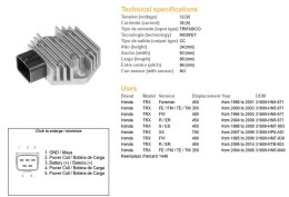 DZE REGULATOR NAPIĘCIA HONDA TRX 350FE/FM/TE/TM '00-06; TRX 400FW '95-'03; TRX 450 FOREMAN '98-'14 (ESR583) (31600-HN5-671) (35A