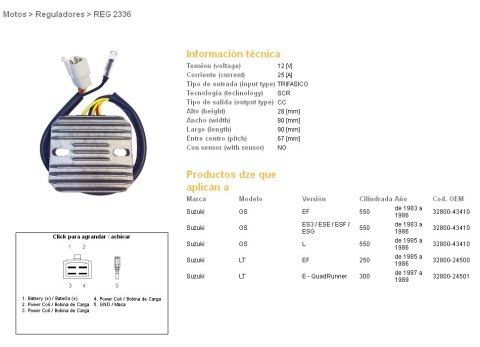 DZE REGULATOR NAPIĘCIA SUZUKI GS 550E/L '83-'86; GSX 550E '85-'87; LT 250EF QUADRUNNER '85-'87; LT 300E QUADRUNNER '87-89 (ESR11 DZE REGULATOR NAPIĘCIA SUZUKI GS 550E/L '83-'86; GSX 550E '85-'87; LT 250EF QUADRUNNER '85-'87; LT 300E QUADRUNNER '87-89 (ESR11