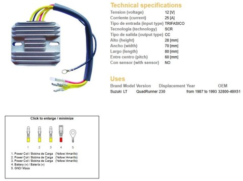 DZE REGULATOR NAPIĘCIA SUZUKI LT 230 QUAD RUNNER '87-93 (32800-49X51) DZE REGULATOR NAPIĘCIA SUZUKI LT 230 QUAD RUNNER '87-93 (32800-49X51)