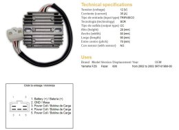 DZE REGULATOR NAPIĘCIA YAMAHA FZS 600 FAZER '02-'03 (5RT-81960-00) 35A