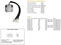 DZE REGULATOR NAPIĘCIA YAMAHA XS 650 '77; XS 750 '77-'79; XS 850 '80-'81; XS 1100 '79-'81 (1T4-81960-92-00, 1T4-81960-A0-00) (ES