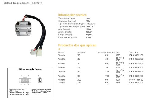 DZE REGULATOR NAPIĘCIA YAMAHA XS 650 '77; XS 750 '77-'79; XS 850 '80-'81; XS 1100 '79-'81 (1T4-81960-92-00, 1T4-81960-A0-00) (ES DZE REGULATOR NAPIĘCIA YAMAHA XS 650 '77; XS 750 '77-'79; XS 850 '80-'81; XS 1100 '79-'81 (1T4-81960-92-00, 1T4-81960-A0-00) (ES