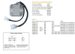 DZE REGULATOR NAPIĘCIA YAMAHA TX 650 '73-'74; XS 360 '76-'77; XS 400 '78-'82; XS 650 '70-72 (447-81970-10-00) (ESR350)