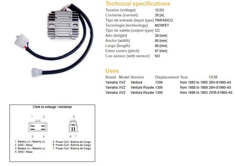 DZE REGULATOR NAPIĘCIA YAMAHA XVZ 1200 VENTURE '83-'85; XVZ 1300 VENTURE ROYALE '86-'93 (26H-81960-A0; 2WR-81960-A0) DZE REGULATOR NAPIĘCIA YAMAHA XVZ 1200 VENTURE '83-'85; XVZ 1300 VENTURE ROYALE '86-'93 (26H-81960-A0; 2WR-81960-A0)