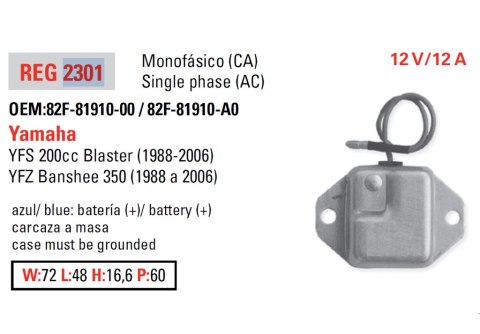 DZE REGULATOR NAPIĘCIA YAMAHA YFS 200 BLASTER '88-'06; YFZ 350 BANSHEE '88-'06 (SH588-12) DZE REGULATOR NAPIĘCIA YAMAHA YFS 200 BLASTER '88-'06; YFZ 350 BANSHEE '88-'06 (SH588-12)