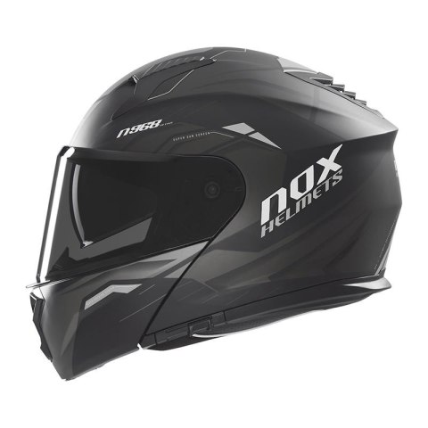 NOX KASK SZCZĘKOWY (FLIP-UP) Z BLENDĄ N968 ULTRA KOLOR CZARNY/TYTANOWY MAT ROZMIAR L NOX KASK SZCZĘKOWY (FLIP-UP) Z BLENDĄ N968 ULTRA KOLOR CZARNY/TYTANOWY MAT ROZMIAR L