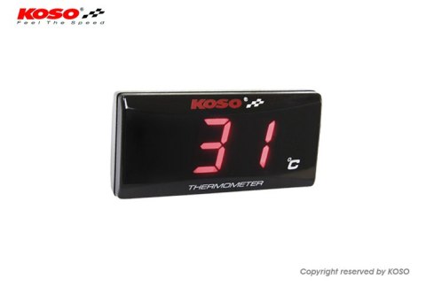 KOSO WODOODPORNY WSKAŹNIK TEMPERATURY (TERMOMETR) SILNIKA SUPER SLIM KOLOR WYŚWIETLACZA CZERWONY (EL) KOSO WODOODPORNY WSKAŹNIK TEMPERATURY (TERMOMETR) SILNIKA SUPER SLIM KOLOR WYŚWIETLACZA CZERWONY (EL)