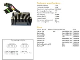 DZE REGULATOR NAPIĘCIA CAN-AM DS 650 '00-'02; SEA DOO 3D/GSX/GTX/RX/XP/LRV '98-'04 (OEM 278001554) (35A)