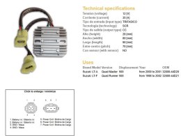 DZE REGULATOR NAPIĘCIA SUZUKI LT-A QUAD MASTER 500 '00-'01; LT-F 500 QUAD RUNNER '98-'02 (OEM 32800-44D20) (OEM 32800-44D21)
