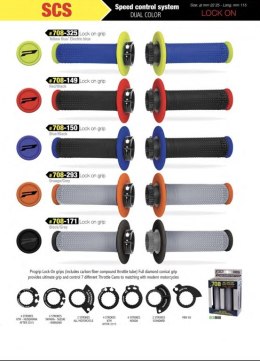 PROGRIP MANETKI PG708 OFF ROAD Z BLOKADĄ SCS LOCK-ON + 6 ADAPTERÓW ROLGAZU (22+25MM) KOLOR CZARNY NIEBIESKI DWUSKŁADNIKOWE (708-