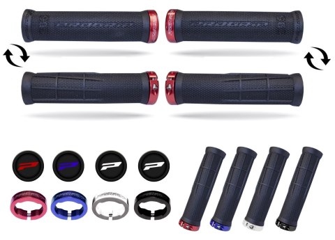 PROGRIP MANETKI PG995 ATV / JET SKI / MTB (22+22MM, DŁ. 130MM) KOLOR CZARNY Z NIEBIESKĄ BLOKADĄ LOCK-ON (995-356)