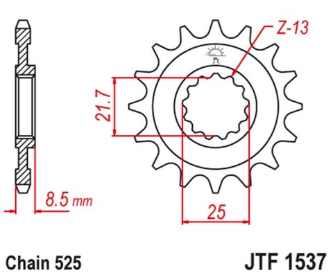 JT ZĘBATKA PRZEDNIA 2137 18 KAWASAKI ZX10R '04-'18 (213718JT) (ŁAŃC. 525) JT ZĘBATKA PRZEDNIA 2137 18 KAWASAKI ZX10R '04-'18 (213718JT) (ŁAŃC. 525)