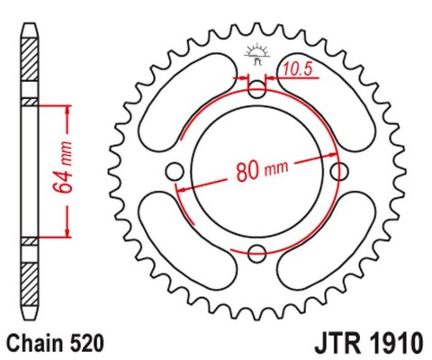 JT ZĘBATKA TYLNA 4394 32 AEON 125/180/190/220 '00-'09, YAMAHA YFA BREEZE '89-'04, YFM 125 GRIZZLY '04-'12 (JTR1910.32) (ŁAŃC. 52 JT ZĘBATKA TYLNA 4394 32 AEON 125/180/190/220 '00-'09, YAMAHA YFA BREEZE '89-'04, YFM 125 GRIZZLY '04-'12 (JTR1910.32) (ŁAŃC. 52