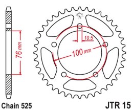 JT ZĘBATKA TYLNA 4456 46 BENELLI IMPERIALE 400 '18-'21, LEONCIO 800 '22-'23, BN 600 GT '16-'17, BN 600 R '14-'17 (445646JT) (ŁAŃ
