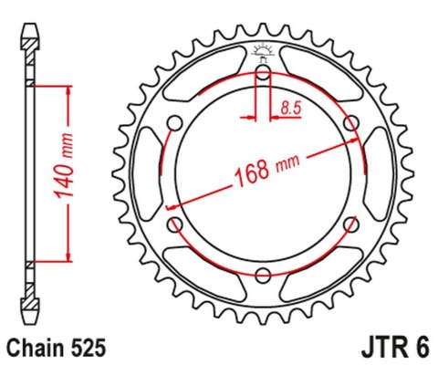 JT ZĘBATKA TYLNA 4550 42 BMW F800R (OTWÓR NA ŚRUBĘ 8,5MM) (455042JT) (ŁAŃC. 525) CZARNA JT ZĘBATKA TYLNA 4550 42 BMW F800R (OTWÓR NA ŚRUBĘ 8,5MM) (455042JT) (ŁAŃC. 525) CZARNA