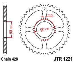 JT ZĘBATKA TYLNA 4669 42 HONDA CBR 125 11-17 (-2) (446942JT) (ŁAŃC. 428) OTWÓR NA ŚRUBĘ 10,5 - MOŻE BYŻ ZASTĄPIONA PRZEZ 269 42