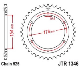 JT ZĘBATKA TYLNA 4679 44 HONDA CB 1000RA '18-19, VFR 800 V-TEC (ABS) '14-'17, VFR 800X CROSSRUNNER '15-'17 (467944JT) (ŁAŃC. 525