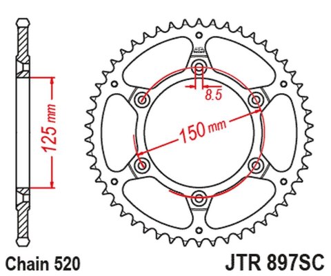 JT ZĘBATKA TYLNA 899 45 KTM SX/EXC ULTRALITE SAMOOCZYSZCZAJĄCA (89945JT) (ŁAŃC. 520) JT ZĘBATKA TYLNA 899 45 KTM SX/EXC ULTRALITE SAMOOCZYSZCZAJĄCA (89945JT) (ŁAŃC. 520)