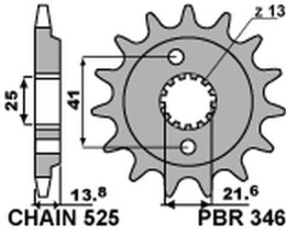 PBR ZĘBATKA PRZEDNIA 346 16 HONDA VT 600C SHADOW '90-'07 (JTF296.16) (ŁAŃC. 525) (34616JT)