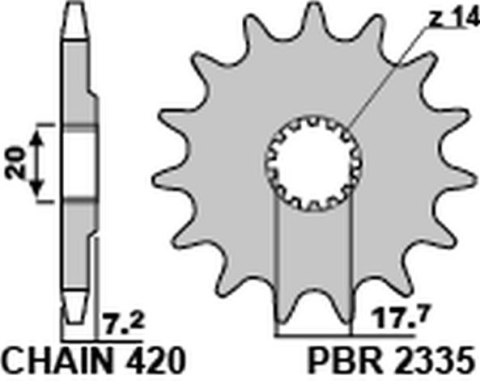 PBR ZĘBATKA PRZEDNIA 2335 14 18NC YAMAHA YZ 65 18-20 (ŁAŃC. 420) (JTF1558.14) PBR ZĘBATKA PRZEDNIA 2335 14 18NC YAMAHA YZ 65 18-20 (ŁAŃC. 420) (JTF1558.14)