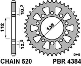 PBR ZĘBATKA TYLNA 4384 41 C45 HONDA 500F/R/X 13-16 (JTR1316.41)