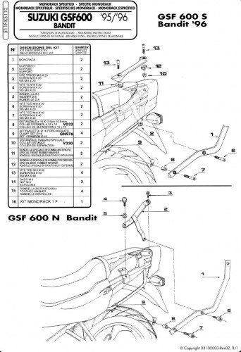 KAPPA STELAŻ KUFRA CENTRALNEGO SUZUKI GSF 600 BANDIT / S (96-99), GSF 1200 BANDIT (96-99) ( BEZ PŁYTY ) KAPPA STELAŻ KUFRA CENTRALNEGO SUZUKI GSF 600 BANDIT / S (96-99), GSF 1200 BANDIT (96-99) ( BEZ PŁYTY )