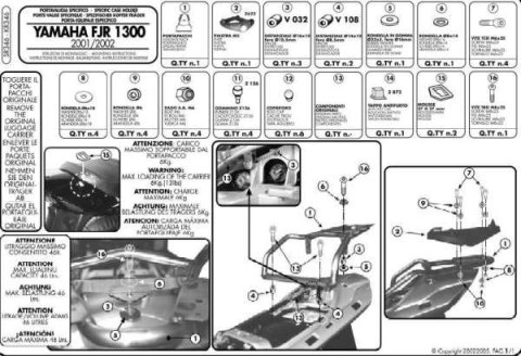 KAPPA STELAŻ KUFRA CENTRALNEGO YAMAHA FJR 1300 (01-05) ( Z PŁYTĄ MONOKEY ) KAPPA STELAŻ KUFRA CENTRALNEGO YAMAHA FJR 1300 (01-05) ( Z PŁYTĄ MONOKEY )