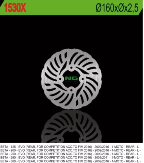NG TARCZA HAMULCOWA TYŁ BETA EVO 125/200/250/290/300 09-17 (160MM) WAVE NG TARCZA HAMULCOWA TYŁ BETA EVO 125/200/250/290/300 09-17 (160MM) WAVE