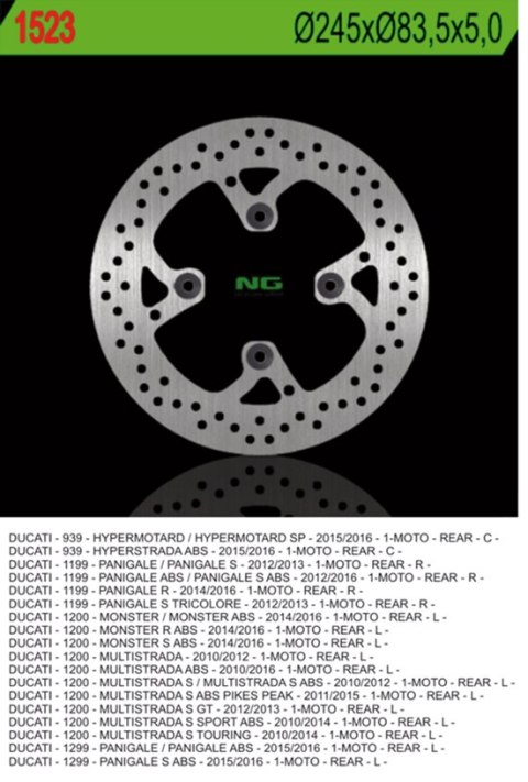 NG TARCZA HAMULCOWA TYŁ DUCATI MULTISTRADA 1200 10-16, MONSTER 1200 14-16, HYPERMOTORAD NG TARCZA HAMULCOWA TYŁ DUCATI MULTISTRADA 1200 10-16, MONSTER 1200 14-16, HYPERMOTORAD