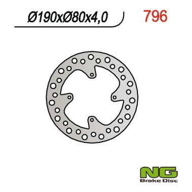 NG TARCZA HAMULCOWA TYŁ HONDA CR 80/85 (190X80X4) CRF150R (07-16) NG TARCZA HAMULCOWA TYŁ HONDA CR 80/85 (190X80X4) CRF150R (07-16)