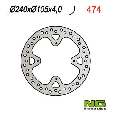 NG TARCZA HAMULCOWA TYŁ HONDA XR 650R 00-06 (240x105x4) (4X6,5MM) NG TARCZA HAMULCOWA TYŁ HONDA XR 650R 00-06 (240x105x4) (4X6,5MM)