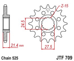 JT ZĘBATKA PRZEDNIA 2150 17 APRILIA 750/900 DORSODURO/ABS '07-'19, SHIVER/GT/ABS '07-'19 1200 DORSODURO/ABS '11-'16 (215017JT) (