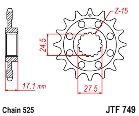 JT ZĘBATKA PRZEDNIA 2249 14 DUCATI PANIGALE 1199/1299 '12-'19 (224914JT) (ŁAŃC.525) JT ZĘBATKA PRZEDNIA 2249 14 DUCATI PANIGALE 1199/1299 '12-'19 (224914JT) (ŁAŃC.525)