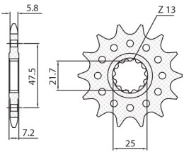 SUNSTAR ZĘBATKA PRZEDNIA 585 16 KAWASAKI ZX-6R/RR '07-17, YAMAHA XTZ 750 SUPER TENERE (3LD) '87-00 (JTF1536.16) (ŁAŃC. 520) (585
