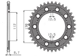 SUNSTAR ZĘBATKA TYLNA 4448 42 / 408 42 HONDA CBF 1000 '10-'15, VTR 1000 FIRE STORM '97-'05, CBR 900 RR '92-'95 (JTR1871.42) (JTR