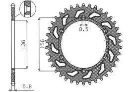 SUNSTAR ZĘBATKA TYLNA 702 43 HUSQVARNA SM 610 (08-09), SUZUKI DR350 (90-03), RGV 250 (91-96) (JTR822.43) (ŁAŃC. 520) (70243JT)
