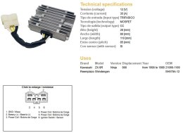 DZE REGULATOR NAPIĘCIA KAWASAKI ZX-9R NINJA '98-'99 (OEM 21066-1109) MOSFET (35A)