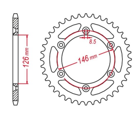 GROSSKOPF WYPRZEDAŻ ZĘBATKA TYLNA ALUMINIOWA KOLOR CZARNY 808 47 SUZUKI DRZ 400 '00-'24, RM 125/250, RMZ 250/450 (JTR808.47)