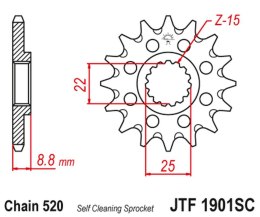 JT ZĘBATKA PRZEDNIA 1248 16 KTM SX/EXC '91-'25 SAMOOCZYSZCZAJĄCA (124816JT) (ŁAŃC. 520)