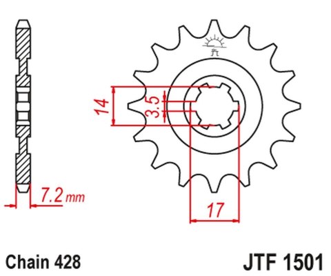 JT ZĘBATKA PRZEDNIA 2054 13 KAWASAKI KLT/KLF 110 '84-88', KLX 140 '08-20' (205413JT) (ŁAŃC. 428) JT ZĘBATKA PRZEDNIA 2054 13 KAWASAKI KLT/KLF 110 '84-88', KLX 140 '08-20' (205413JT) (ŁAŃC. 428)