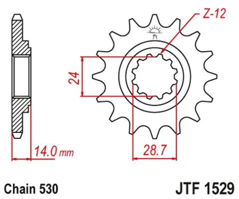 JT ZĘBATKA PRZEDNIA 2077 16 KAWASAKI ZRX 1100/1200 '97-06 (207716JT) (ŁAŃC. 530) JT ZĘBATKA PRZEDNIA 2077 16 KAWASAKI ZRX 1100/1200 '97-06 (207716JT) (ŁAŃC. 530)