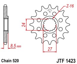 JT ZĘBATKA PRZEDNIA 2192 15 SUZUKI GSXR 1000 '09-16' (219215JT) (ŁAŃC. 520) KONWERSJA