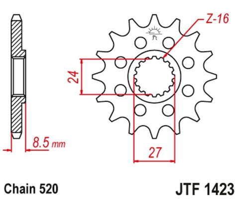 JT ZĘBATKA PRZEDNIA 2192 16 SUZUKI GSXR 1000 '09-16' (219216JT) (ŁAŃC. 520) KONWERSJA JT ZĘBATKA PRZEDNIA 2192 16 SUZUKI GSXR 1000 '09-16' (219216JT) (ŁAŃC. 520) KONWERSJA