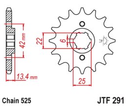 JT ZĘBATKA PRZEDNIA 291 15 HONDA CB 450S '86-'89 (29115JT) (ŁAŃC. 525) (-1)