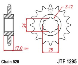 JT ZĘBATKA PRZEDNIA 295M 15 HONDA CBR 600 F2/F3 '91-98' (295M15JT) (ŁAŃC. 520) KONWERSJA